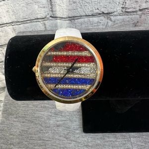 Victoria Wieck Red, White, and Blue watch with floating crystals